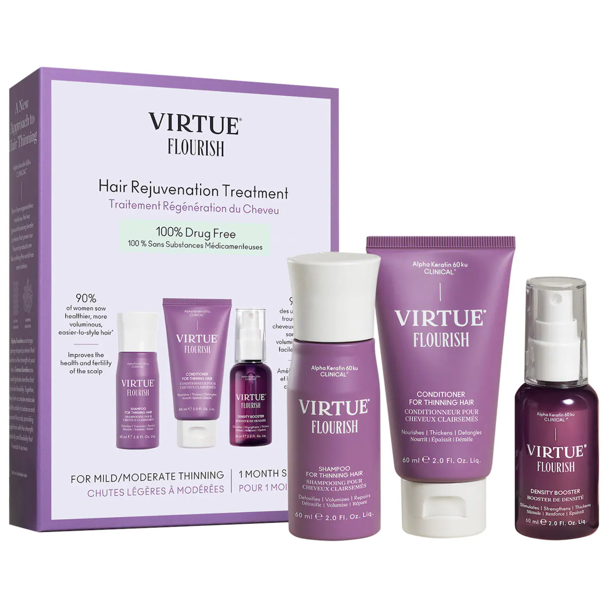 Virtue® Flourish® Hair Rejuvenation Treatment Set for Thinning Hair, 30 Day