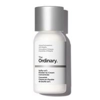 Skincare bottle labeled 'The Ordinary' Sulfur Acne Treatment on a white background