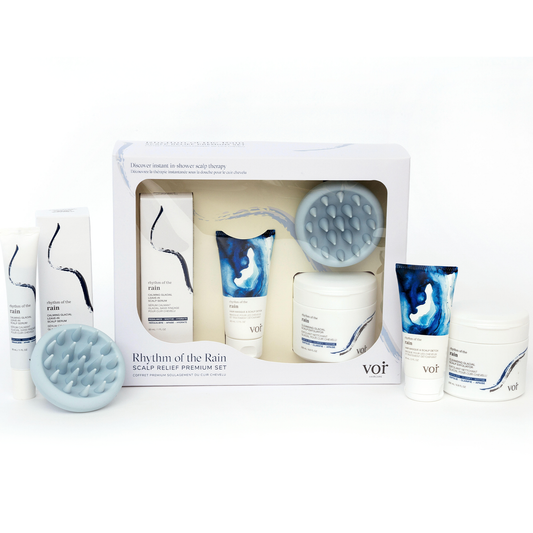 Scalp Relief Premium Set by VOIR haircare available online in Canada at Socialite Beauty.