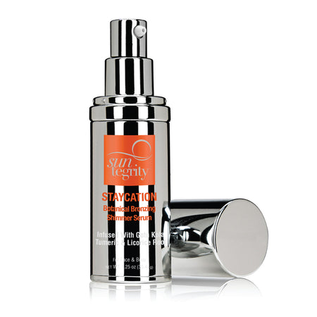 Staycation Botanical Face & Body Bronzing Shimmer Serum by Suntegrity® available at Socialite Beauty.