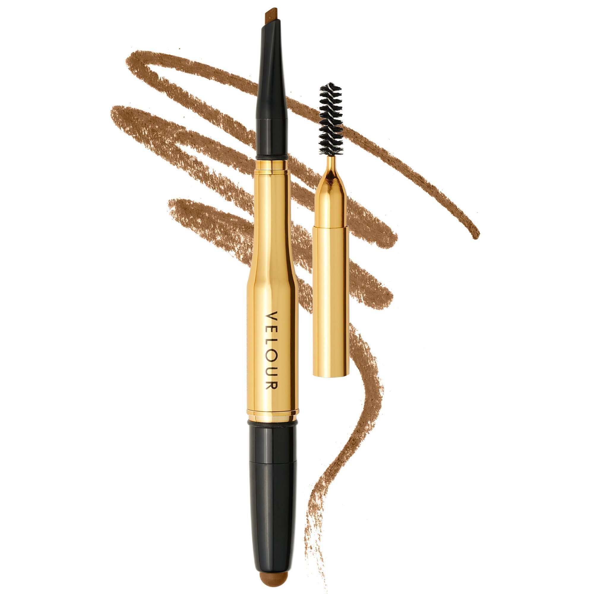 Velour Beauty Fluff'N Brow Pencil - 3-in-1 Brow Pencil and Balm, Neutral Brown