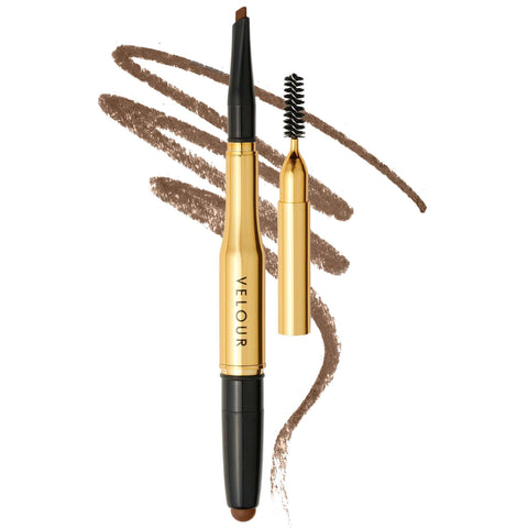 Velour Beauty Fluff'N Brow Pencil - 3-in-1 Brow Pencil and Balm, Dark Brown
