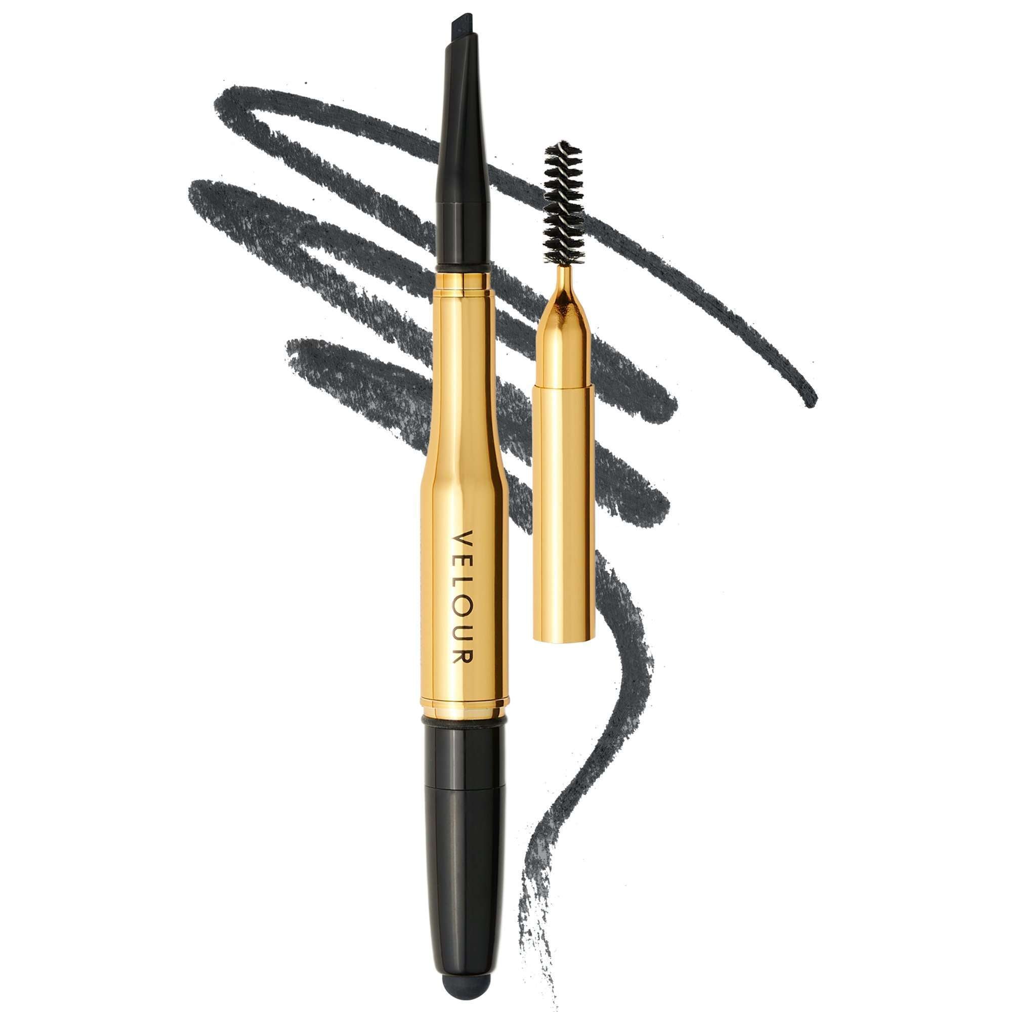 Velour Beauty Fluff'N Brow Pencil - 3-in-1 Brow Pencil and Balm, Ebony